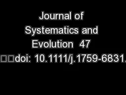 Journal of Systematics and Evolution  47 doi: 10.1111/j.1759-6831.2