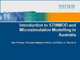 Introduction to STINMOD and Microsimulation Modelling in Au