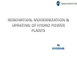 RENOVATION, MODERNIZATION & UPRATING OF HYDRO POWER PLA