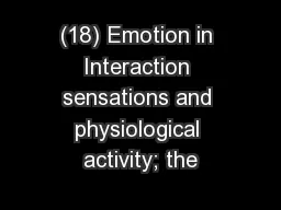 (18) Emotion in Interaction sensations and physiological activity; the