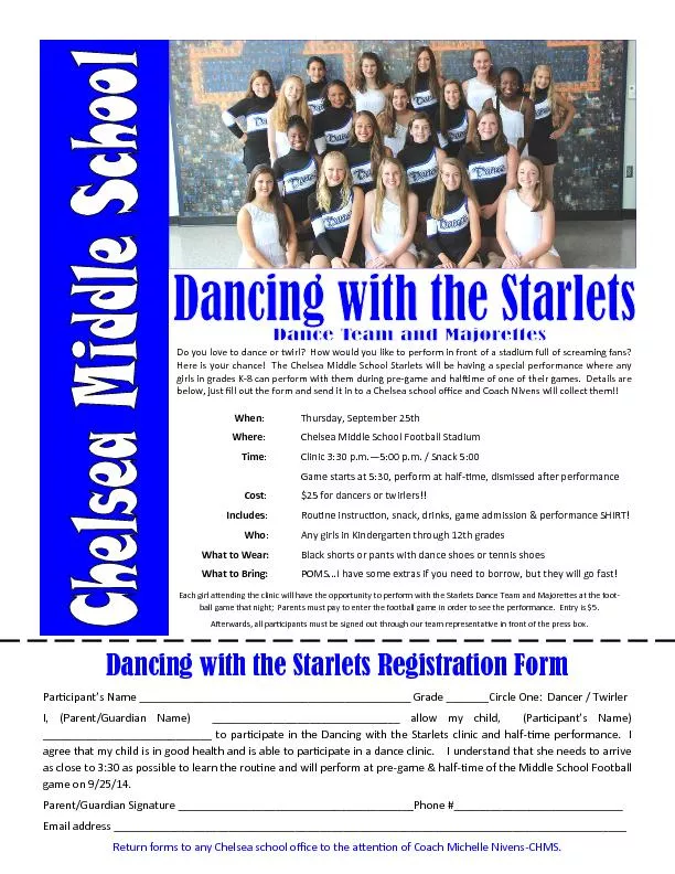 Dancing with the Starlets Registration Form