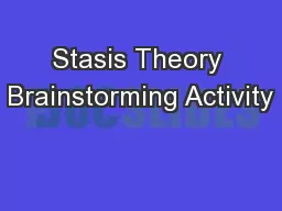 Stasis Theory Brainstorming Activity