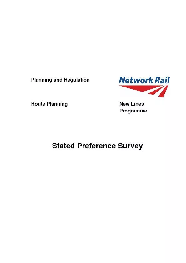 Stated Preference Survey        Planning and Regulation