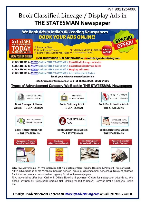 Book Classified Lineage / Display Ads in