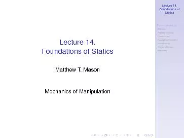 Lecture14.FoundationsofStaticsFoundationsofstaticsPreviewofstatics.Fou