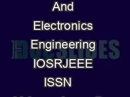 IOSR Journal of Electrical And Electronics Engineering IOSRJEEE ISSN    Volume  Issue