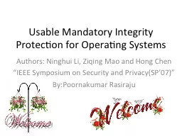 Usable Mandatory Integrity Protection for Operating Systems
