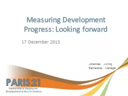 Measuring Development Progress: Looking forward