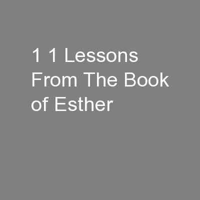 1 1 Lessons From The Book of Esther