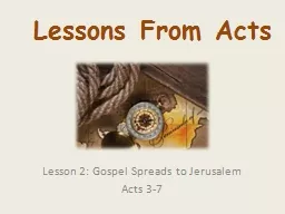 Lesson 2: Gospel Spreads to Jerusalem