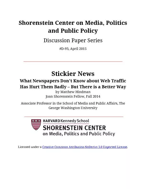 Shorenstein Center on Media, Politics and Public PolicyDiscussion Pape