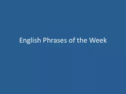 English Phrases of the Week