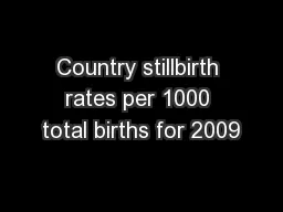 Country stillbirth rates per 1000 total births for 2009