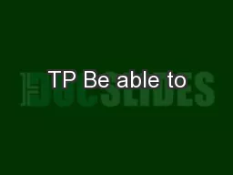 TP Be able to