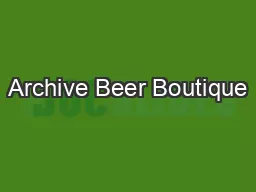 Archive Beer Boutique