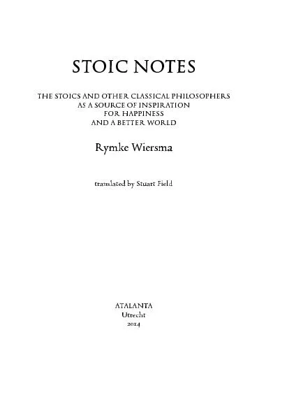 STOIC NOTESTHE STOICS AND OTHER CLASSICAL PHILOSOPHERSAS A SOURCE OF I