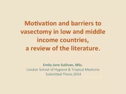 Motivation and barriers to vasectomy in low and middle inco