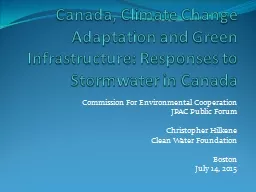 Canada, Climate Change Adaptation and Green Infrastructure: