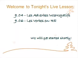 Welcome to Tonight’s Live Lesson: