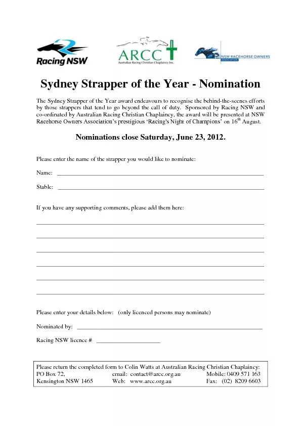 Sydney Strapper of the Year