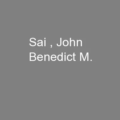 Sai , John Benedict M.