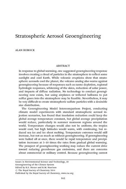 StratosphericAerosolGeoengineeringALANROBOCKABSTRACTInresponsetoglobal