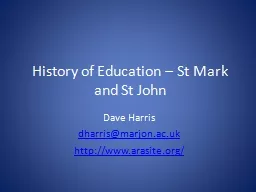 History of Education – St Mark and St John