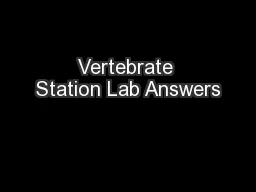 Vertebrate Station Lab Answers