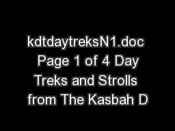 kdtdaytreksN1.doc  Page 1 of 4 Day Treks and Strolls from The Kasbah D