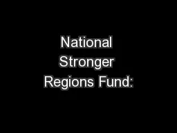 National Stronger Regions Fund: