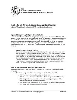 Light Sport Aircraft Airworthiness Certification Issue d on July   Page of AIR  