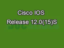Cisco IOS Release 12.0(15)S