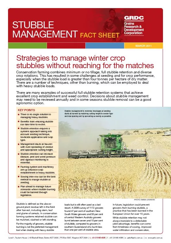 enhanced soil fertility, labour and input savings at seeding, and impr