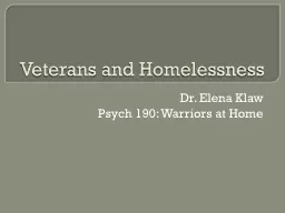 Veterans and Homelessness