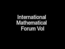 International Mathematical Forum Vol