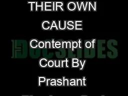 JUDGES IN THEIR OWN CAUSE Contempt of Court By Prashant Bhushan   On 1