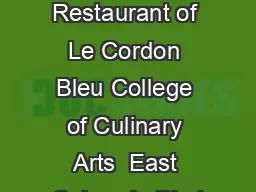 Signature Restaurant of Le Cordon Bleu College of Culinary Arts  East Colorado Blvd