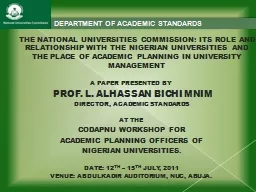 THE NATIONAL UNIVERSITIES COMMISSION: ITS ROLE AND RELATI