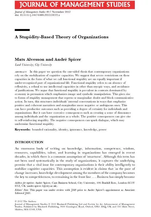 AStupidity-BasedTheoryofOrganizations