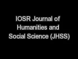 IOSR Journal of Humanities and Social Science (JHSS)
