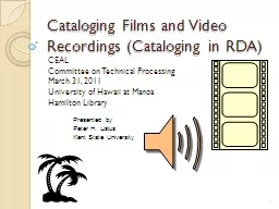 Cataloging Films and Video Recordings (Cataloging in RDA)
