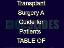 Corneal Transplant Surgery A Guide for Patients  TABLE OF CON EN Introduction