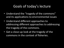 Goals of today’s lecture