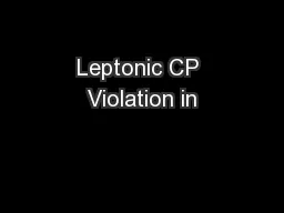 Leptonic CP Violation in