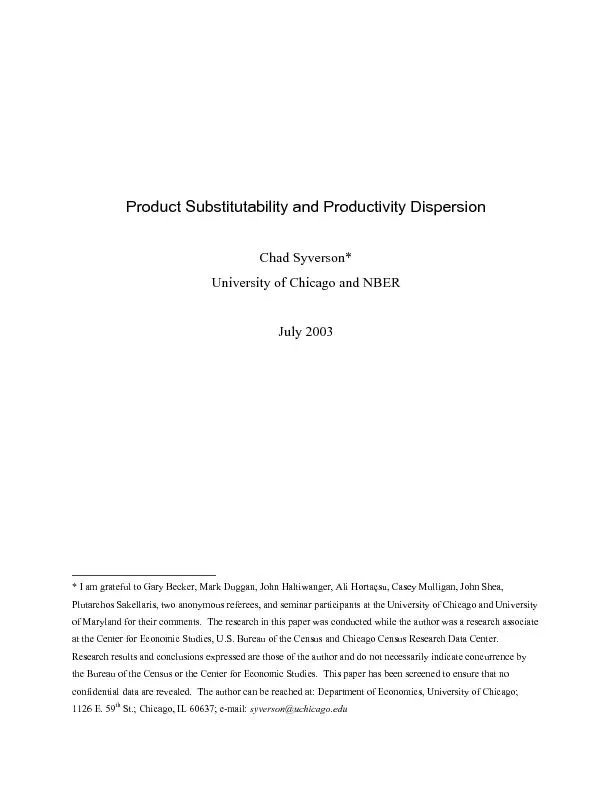 Product Substitutability and Productivity Dispersion