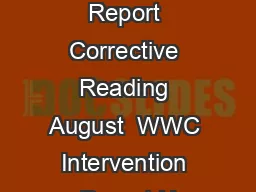 WWC Intervention Report Corrective Reading August  WWC Intervention Report U