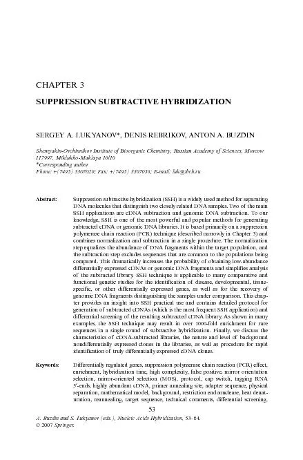 SUPPRESSION SUBTRACTIVE HYBRIDIZATIONSERGEY A.LUKYANOV*,DENIS REBRIKOV