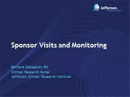 Sponsor Visits and Monitoring