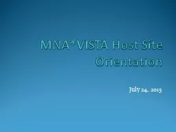 MNA*VISTA Host Site Orientation