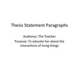 Thesis Statement Paragraphs